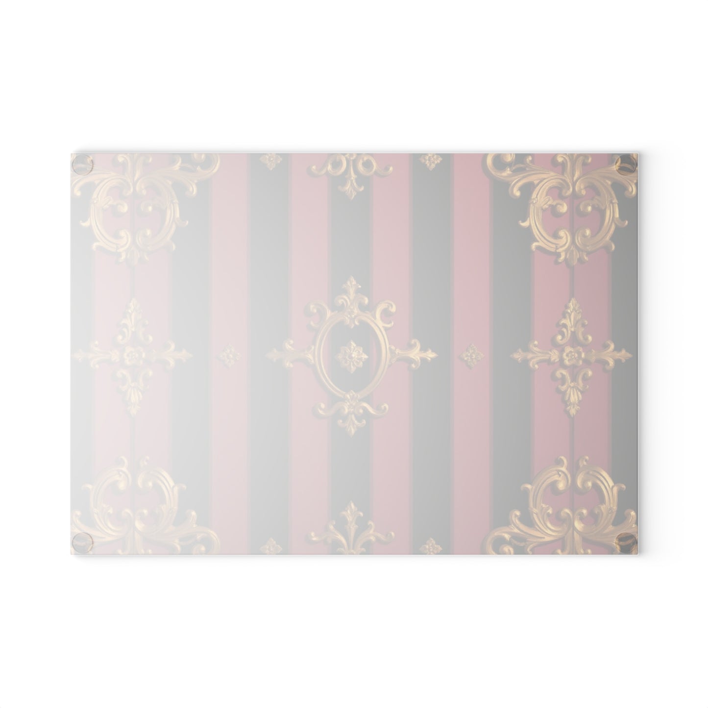 Elegant Black & Mauve Striped Gold Baroque Glass Cutting Board, Gift for Home Cooks, Unique Wedding Present, Stylish Food Prep Surface