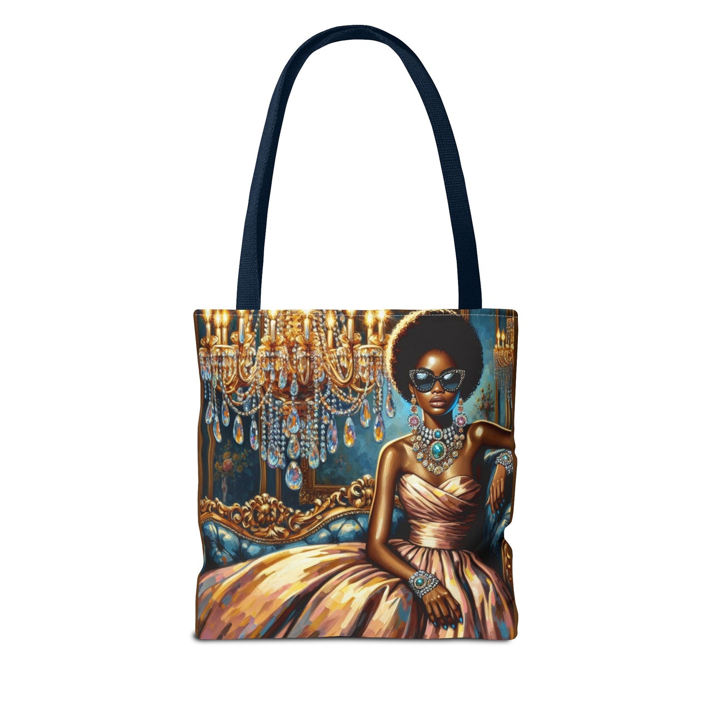 Elegant Fashion Tote Bag, Chic Handbag for Women, Stylish Shopping Bag, Glamorous Gift for Her, Art Tote - Elegant Lady & Chandelier