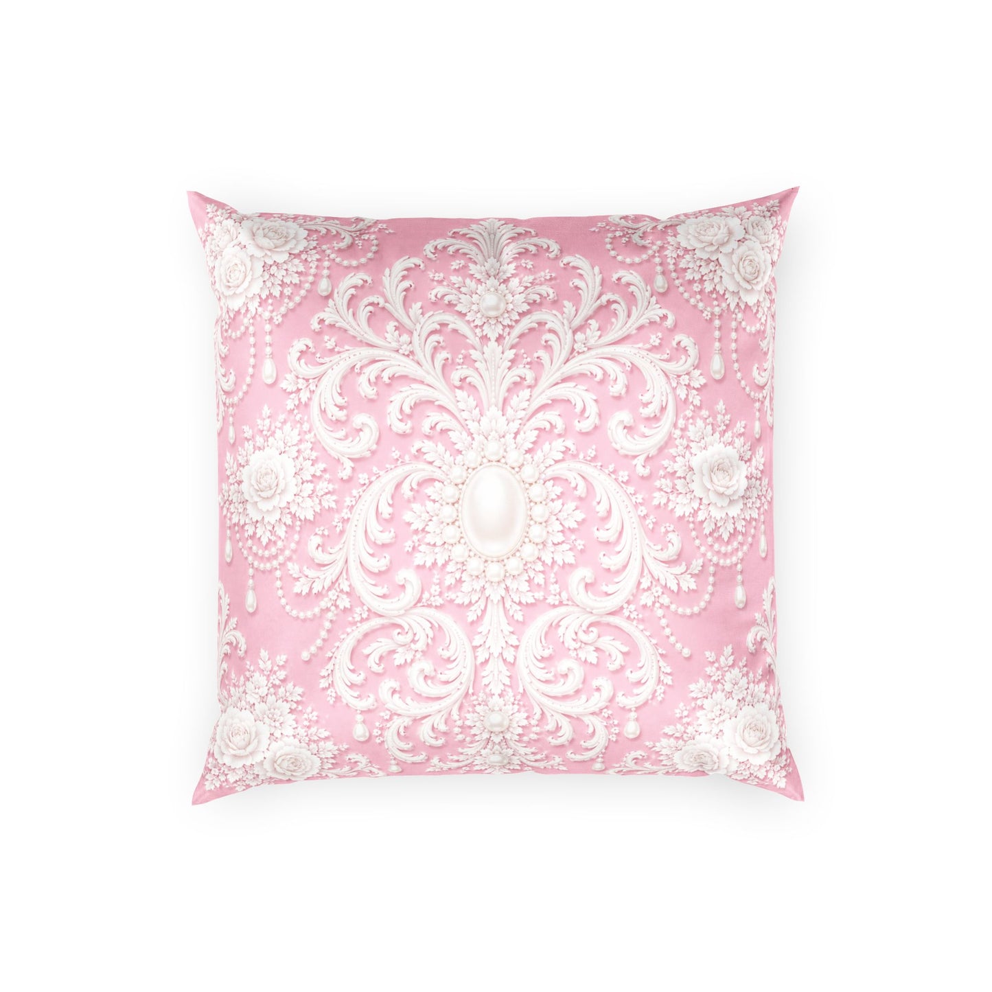 Pink Rococo Velvet Pillow – Elegant Rococo Throw Pillow