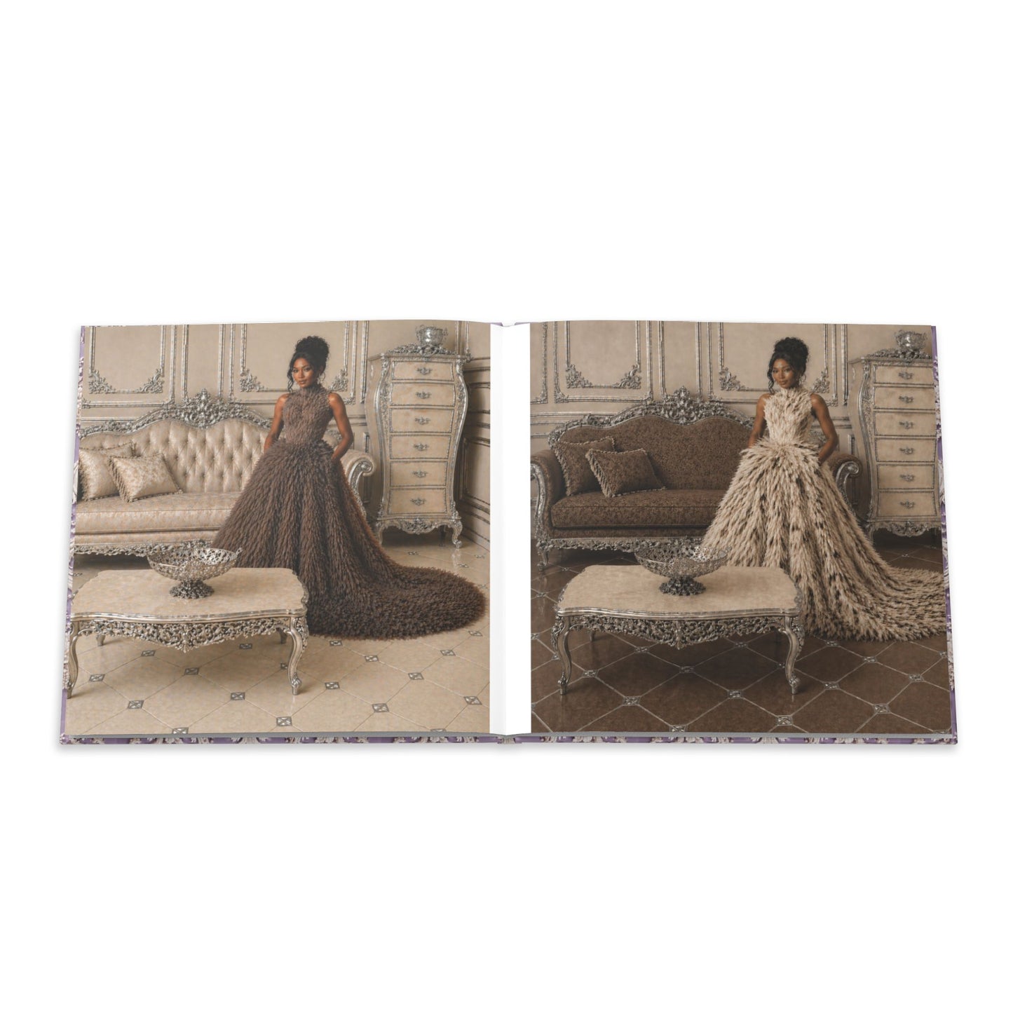 High Fashion Photos Featuring Ball Gowns - Lavender Rococo Hardcover Photo Book — Elegant Vintage-Style Keepsake