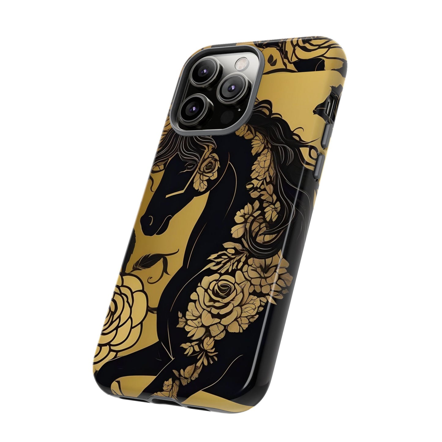 Phone Case - Elegant Horse & Roses Design