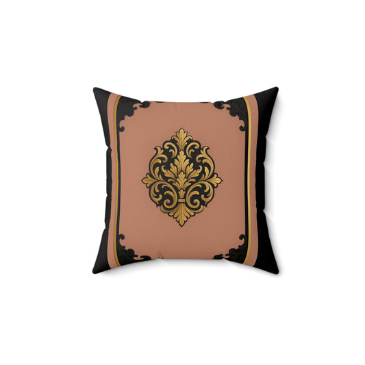 Mauve & Black-Gold Baroque Elegant Vintage-Inspired Decorative Pillow, Accent Cushion, Gift for Friends, Cozy Living Room Accessory