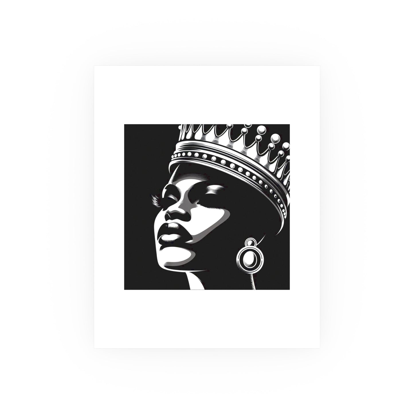 Elegant Crowned Queen Poster - Black & White Art Print, Wall Decor, Home Aesthetic, Gift Idea, Birthday, Celebrations