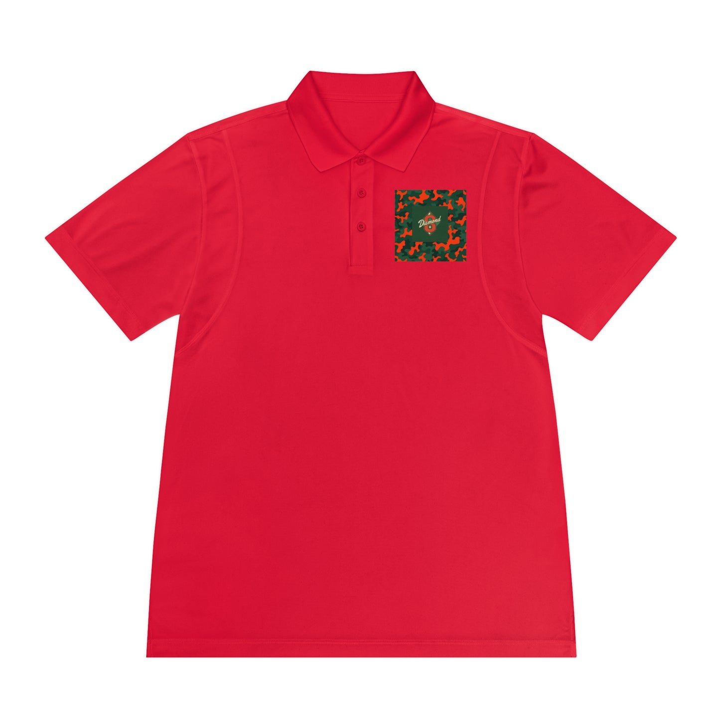 Men's Sport Polo Shirt, Casual Wear, Gym Shirt, Summer Outing, Gift for Dad, Outdoor Activities - Green & Orange Camo Diamond 8