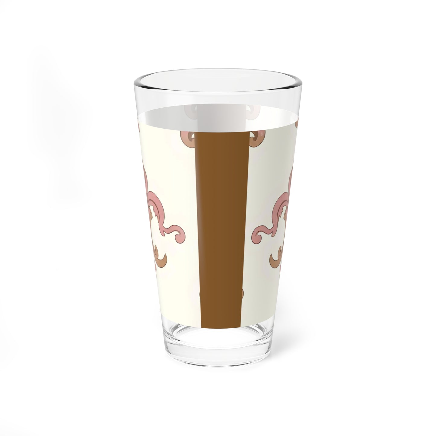 Elegant Floral Mixing Glass - Perfect for Cocktails, Outdoor Gatherings, Home Bars, Gifts, Parties - Brown Striped Pink Arabesque