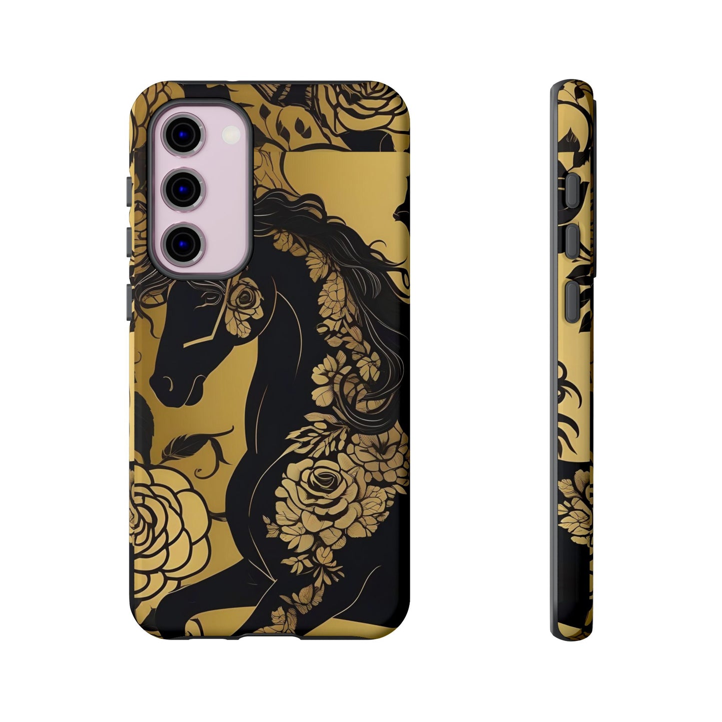 Phone Case - Elegant Horse & Roses Design
