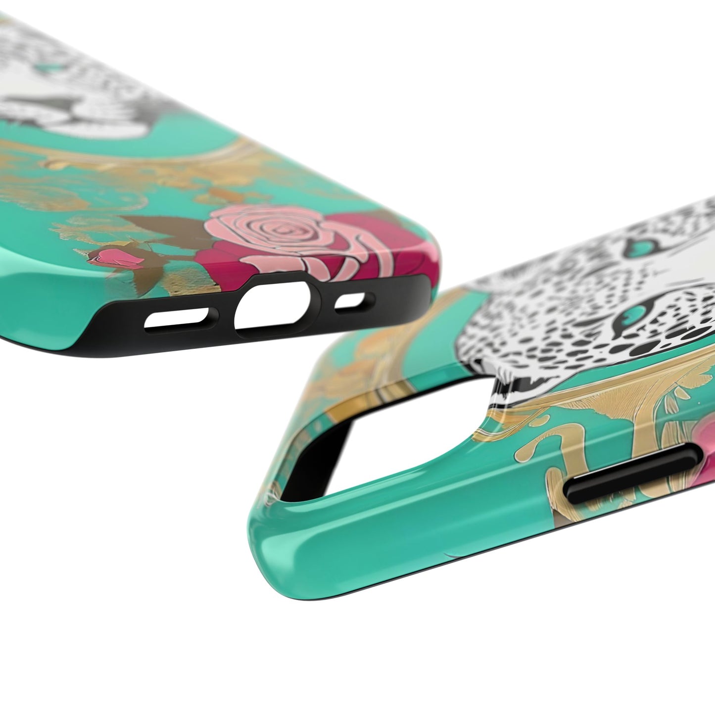 Leopard Tough Phone Case - Trendy Floral Design for Animal Lovers - Leopard & Rose