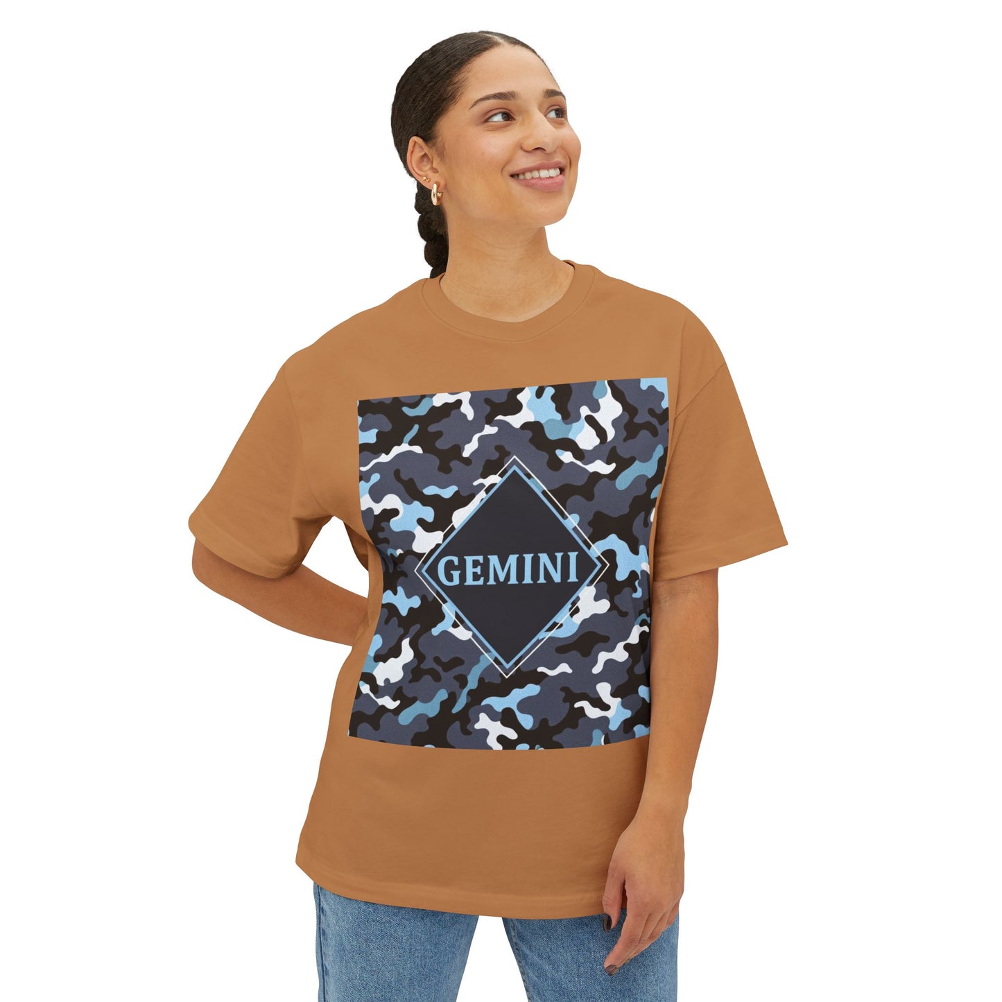 Gemini Oversized Tee - Unisex, Boho Style, Casual Wear, Birthday Gift, Zodiac Apparel, Comfortable Tee - Black, Grey & Ice Blue