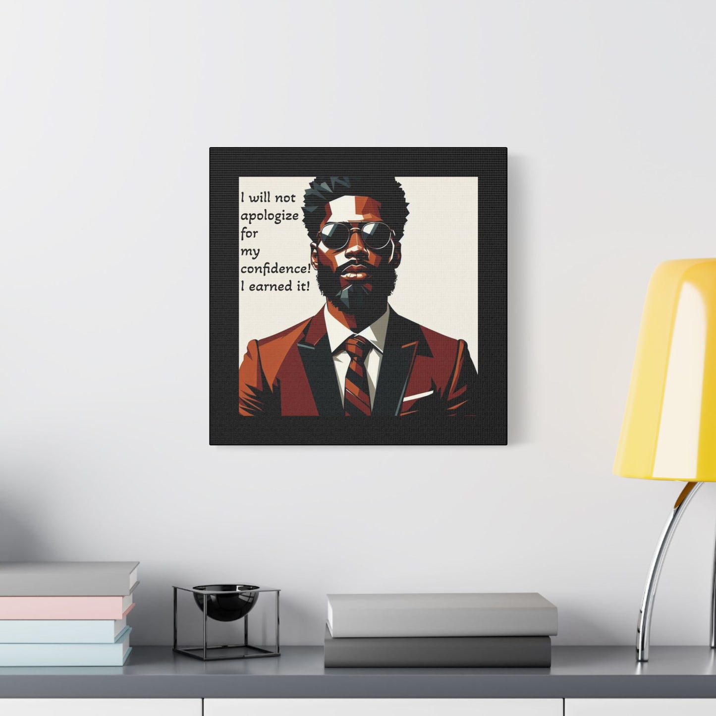 Afro Art Print Canvas, Wall Decor, Satin Stretched Canvas, African American Art, Office Decor, Home Decor - Confident Man In Suit