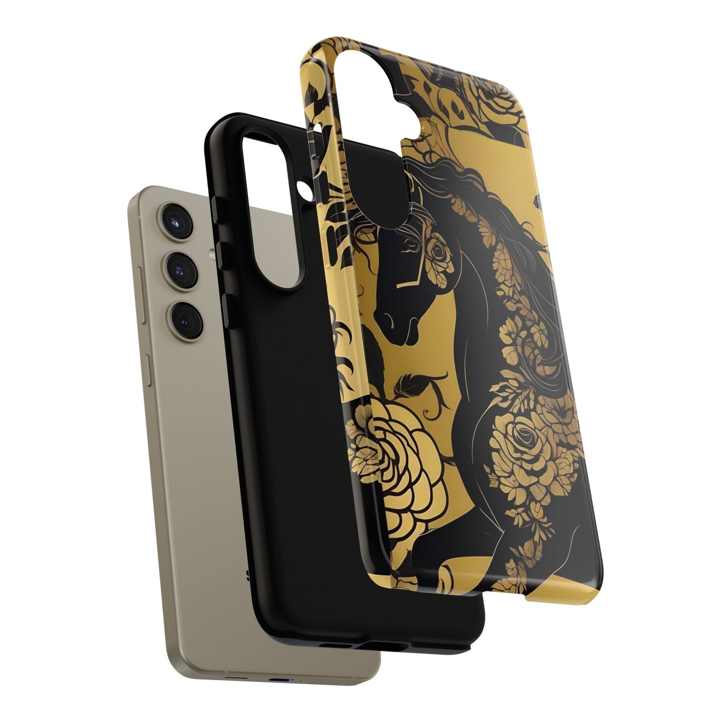 Phone Case - Elegant Horse & Roses Design