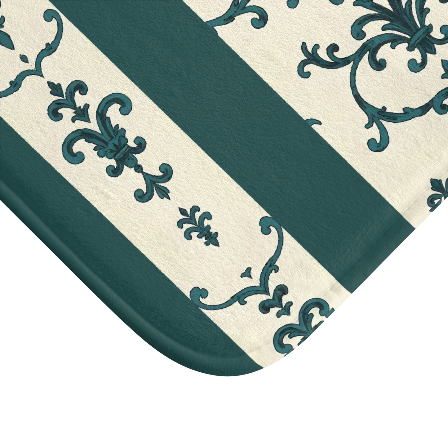 Bath Mat - Teal Striped Rococo