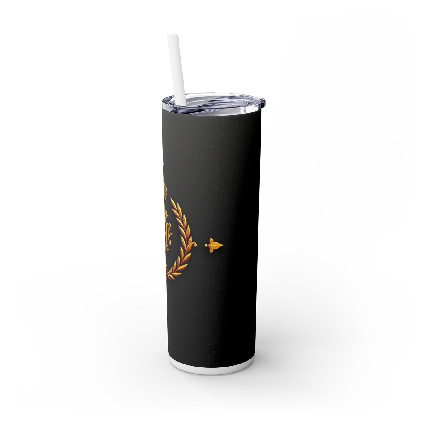 Elegant Gold Crown Skinny Tumbler with Straw, 20oz - Stylish Drinkware for Every Occasion, Royal Inspired, Ideal Gift for Her - Gold Crest