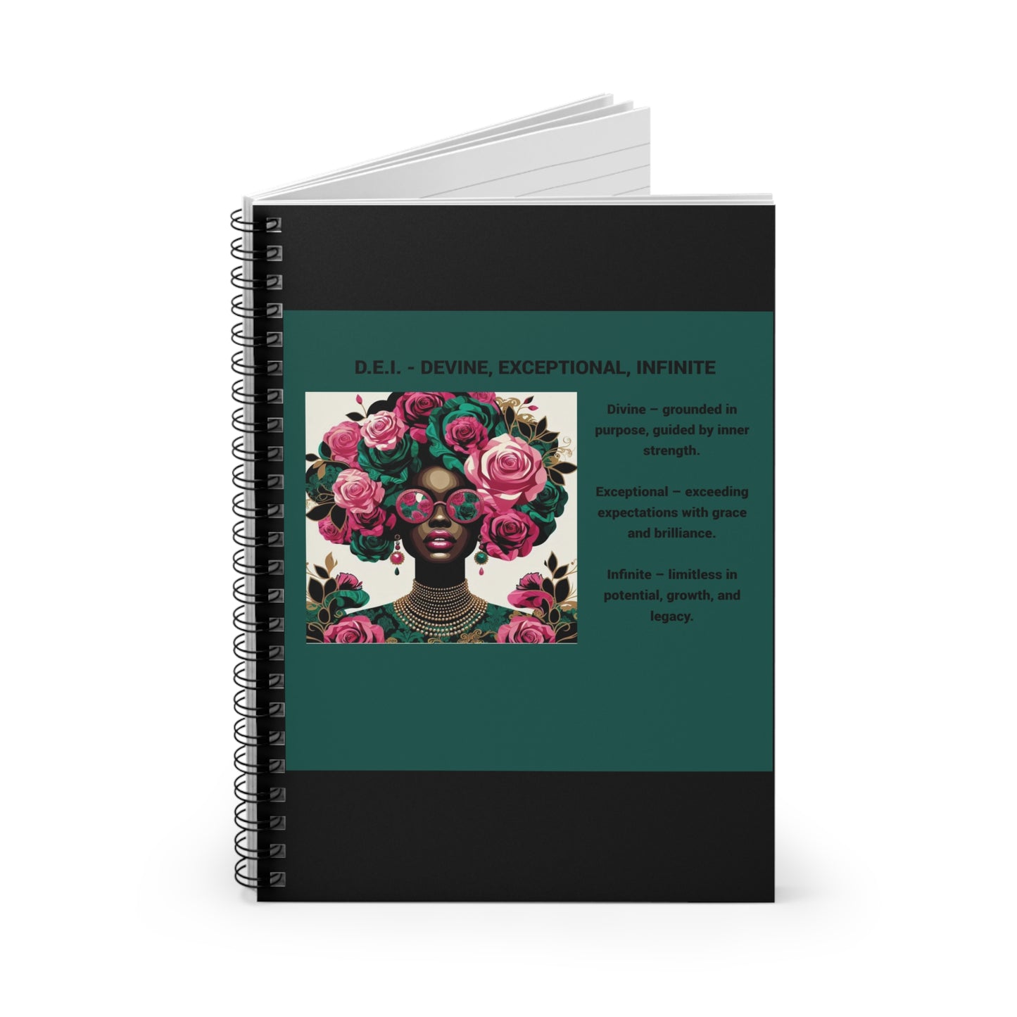 Empowering Spiral Notebook - Inspirational Design - Devine, Exceptional, Infinite