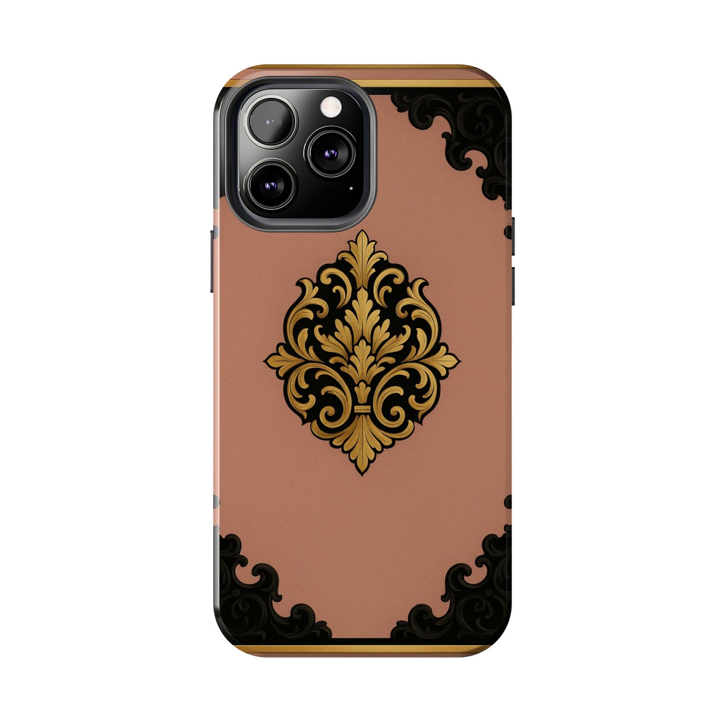 Mauve & Black-Gold Baroque Tough Phone Case — Ornate Protective iPhone Cover