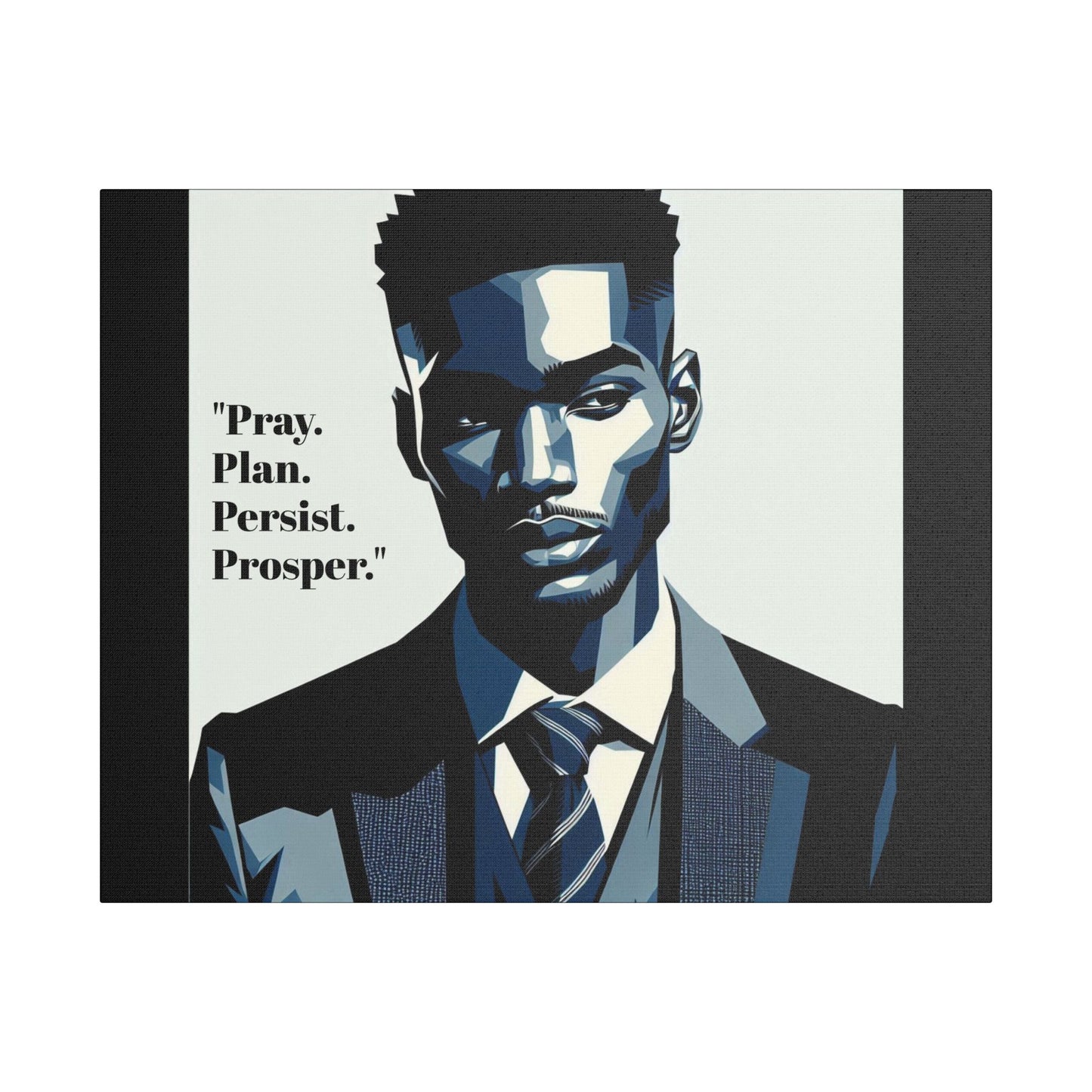 Afro Art Print Canvas, Wall Decor, Satin Stretched Canvas, African American Art, Office Decor, Home Decor - "Pray. Plan. Persist. Prosper."