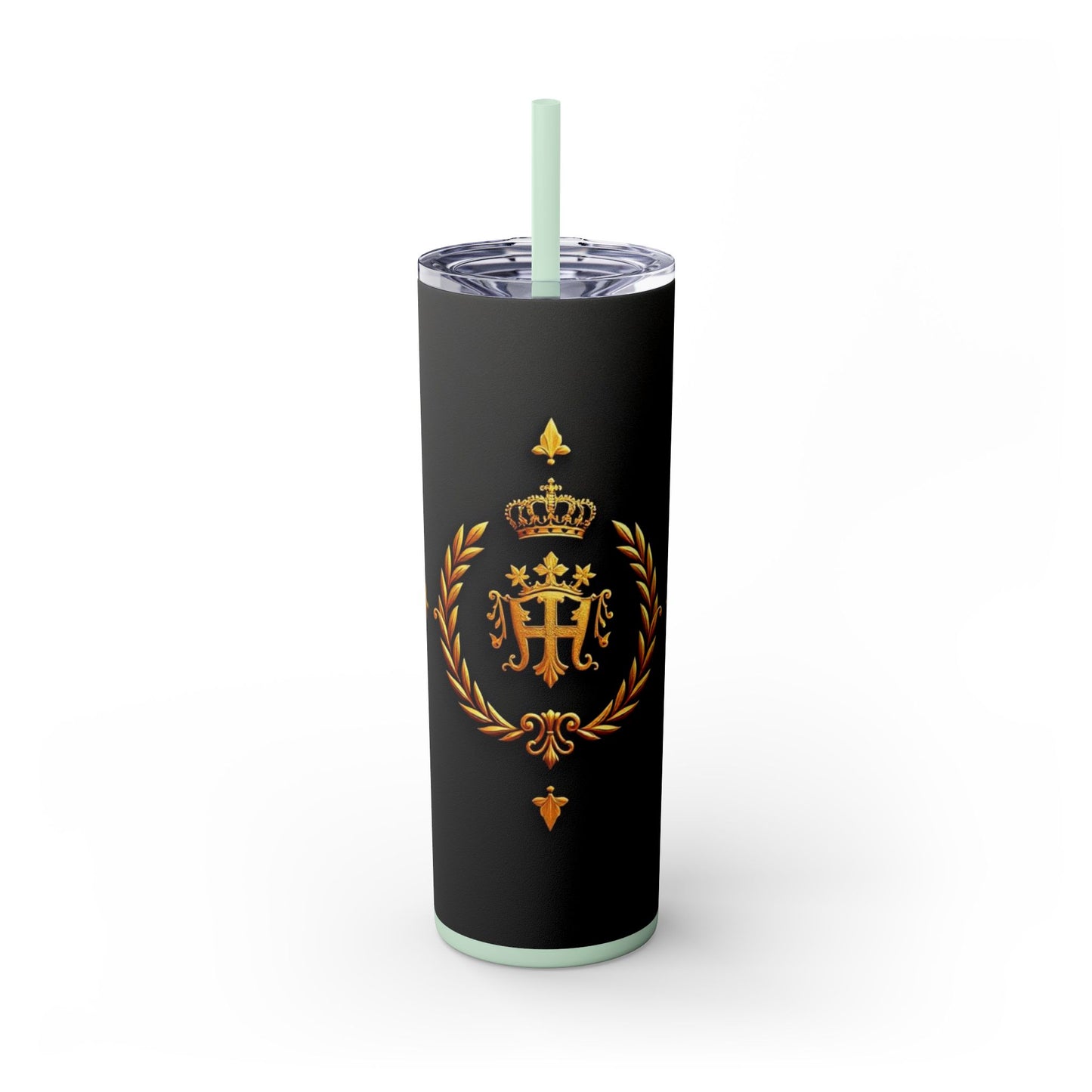 Elegant Gold Crown Skinny Tumbler with Straw, 20oz - Stylish Drinkware for Every Occasion, Royal Inspired, Ideal Gift for Her - Gold Crest