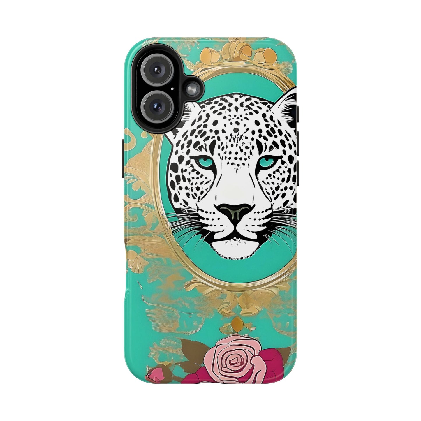 Leopard Tough Phone Case - Trendy Floral Design for Animal Lovers - Leopard & Rose