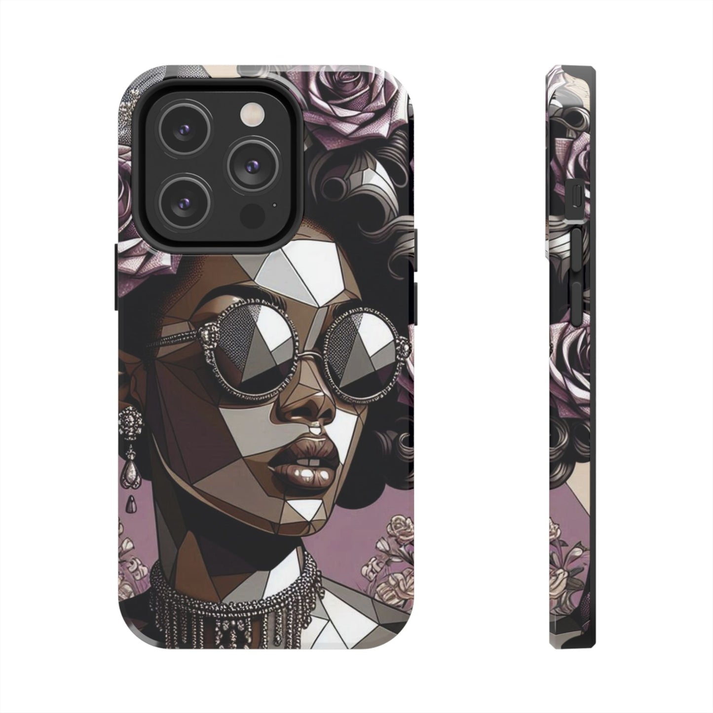 Chic Geometric Phone Case, Stylish Tough Case for Women, Unique Gift, Floral Design, Modern Accessories for Everyday Use - Lilac Baroque Lady