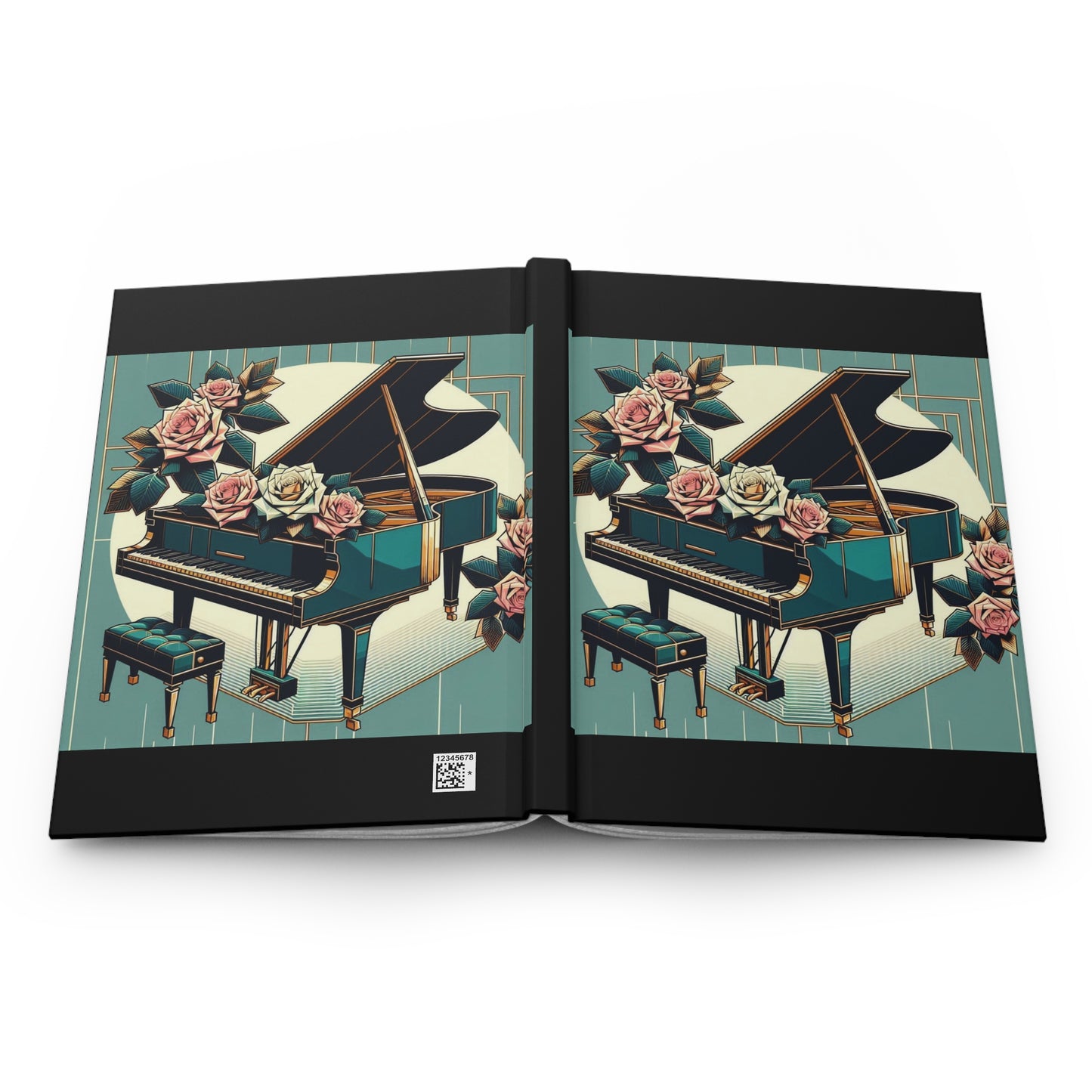 Elegant Piano Flower Hardcover Journal - Perfect for Musicians & Music Lovers