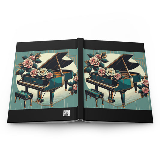 Elegant Piano Flower Hardcover Journal - Perfect for Musicians & Music Lovers