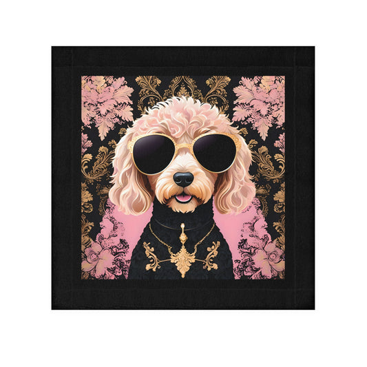 Face Towel - Elegant Vintage Gold Pattern for Home & Spa - Golden Doodle In Sunglasses Design - Perfect for Kids