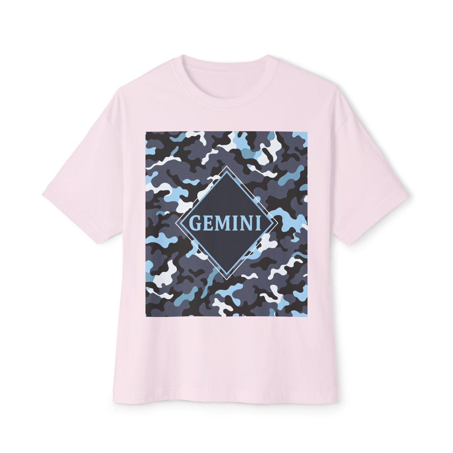 Gemini Oversized Tee - Unisex, Boho Style, Casual Wear, Birthday Gift, Zodiac Apparel, Comfortable Tee - Black, Grey & Ice Blue