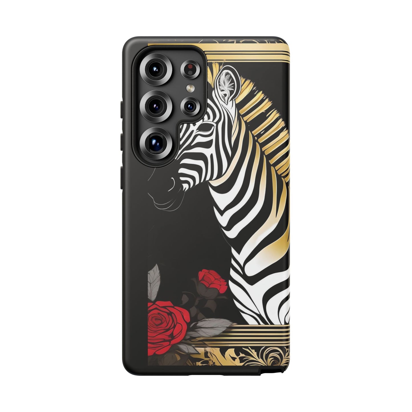 Phone Case - Elegant Zebra & Roses Design