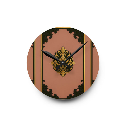 Mauve & Black-Gold Baroque Elegant Vintage Acrylic Wall Clock, Timepiece for Home Decor, Retro Living Room Wall Clock, Unique Gift for Anniversary
