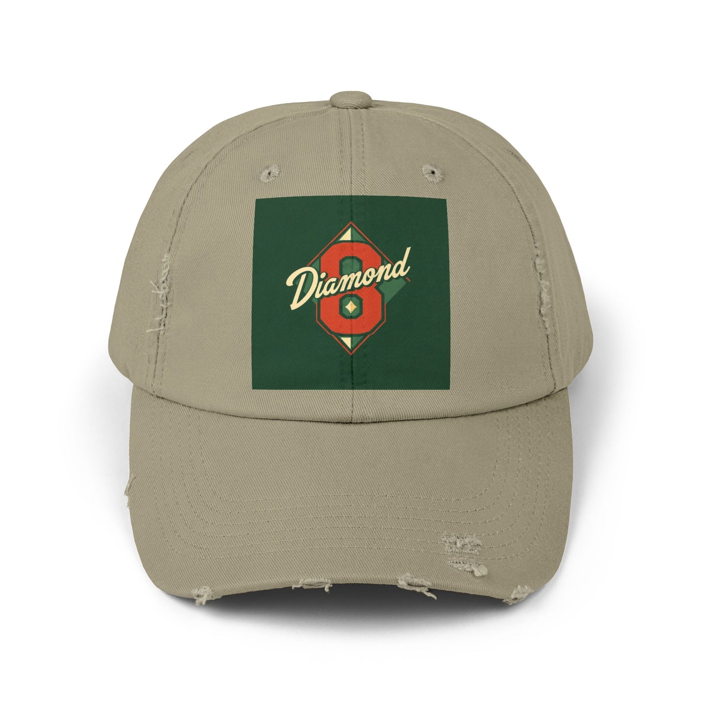 Unisex Distressed Cap - Vintage Baseball Style Hat, Cool Casual Headwear - Diamond 8
