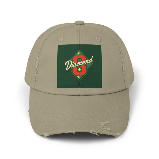 Unisex Distressed Cap - Vintage Baseball Style Hat, Cool Casual Headwear - Diamond 8