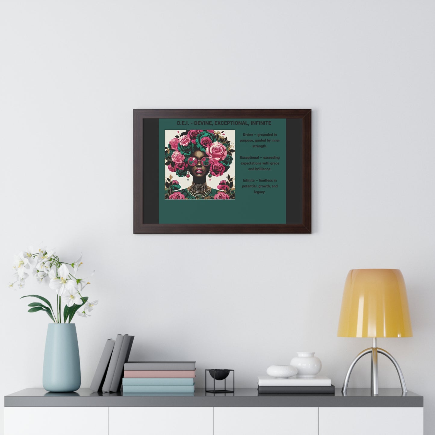 Empowering Framed Poster | Inspiring Wall Art | Home Decor | Gift for Her | Motivational Decor | Divine, Exceptional, Infinite