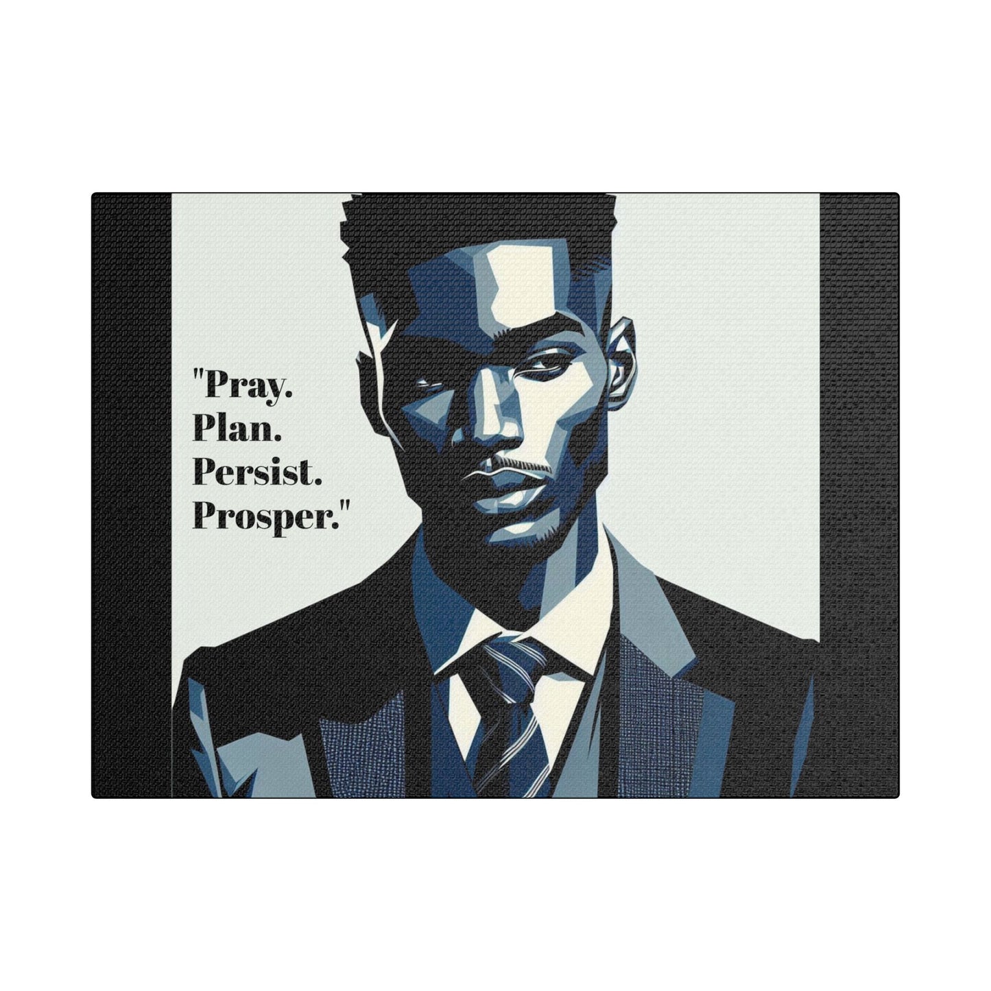 Afro Art Print Canvas, Wall Decor, Satin Stretched Canvas, African American Art, Office Decor, Home Decor - "Pray. Plan. Persist. Prosper."