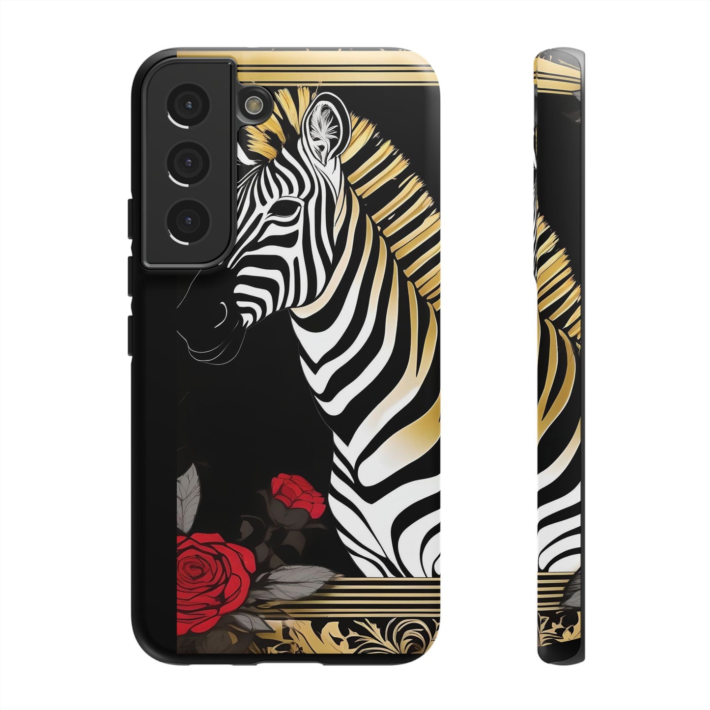 Phone Case - Elegant Zebra & Roses Design