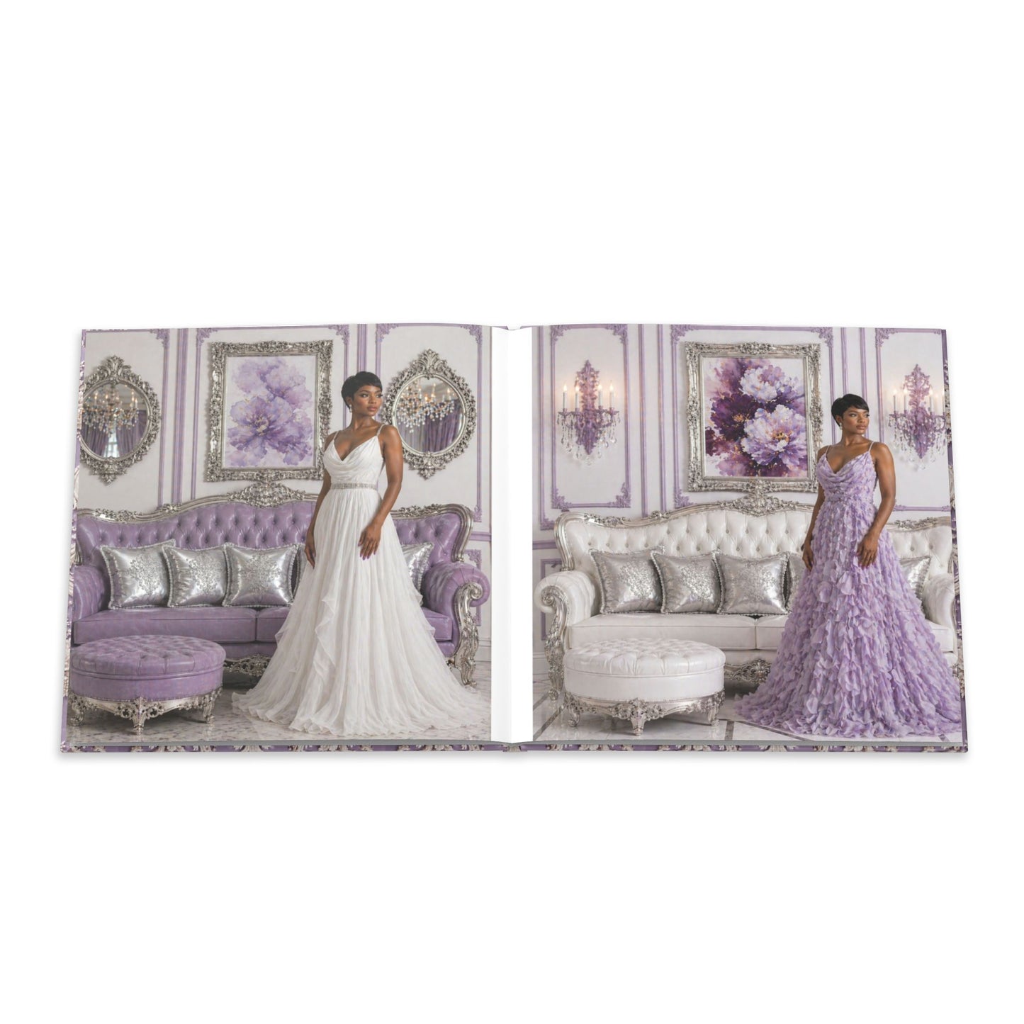 High Fashion Photos Featuring Ball Gowns - Lavender Rococo Hardcover Photo Book — Elegant Vintage-Style Keepsake