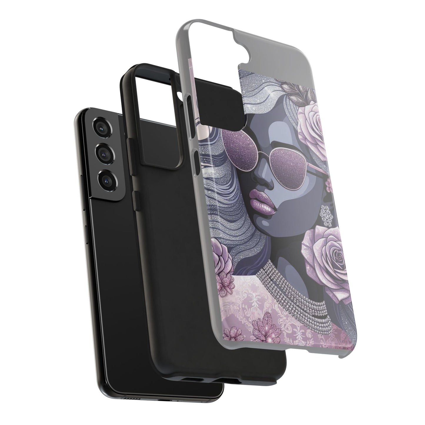Glamorous Floral Tough Phone Case - Chic Protection for Trendsetters - Lilac & Lavender