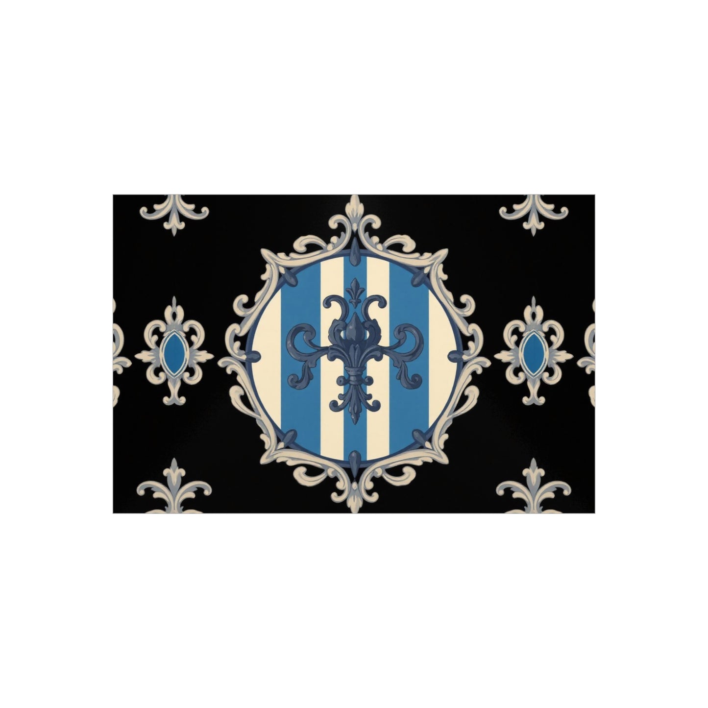 Elegant Blue & Alabaster Striped Baroque Decorative Foam Board Art, Home Decor Wall Display, Unique Gift for Housewarming, Event Decorations