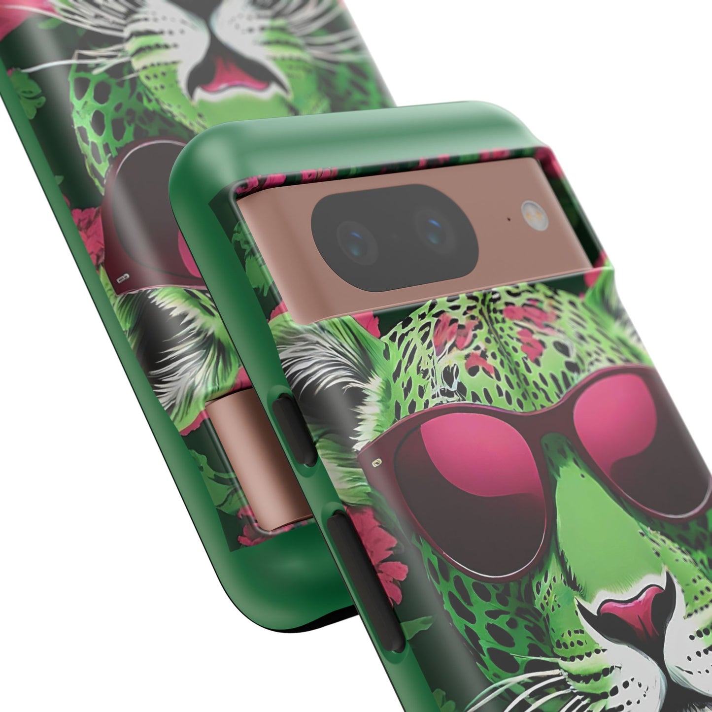 Phone Case - Lime Green & Burgundy Leopard In Sunglasses Design