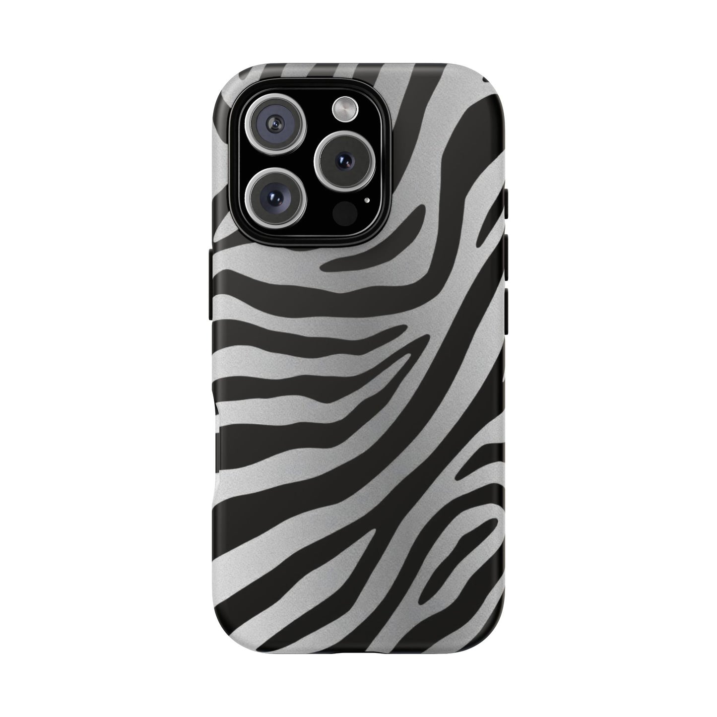 Zebra Print Tough Phone Case - Silver