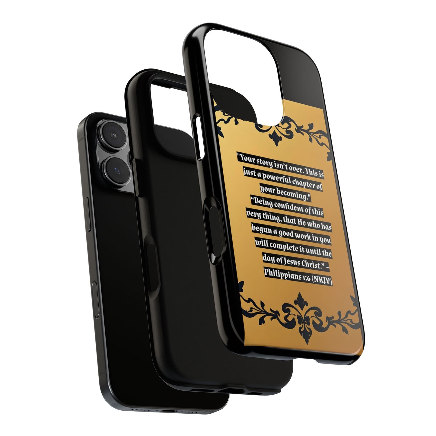 Elegant Floral Motif Phone Case - Tough Cases with Vintage Design - "Your story isn't over"