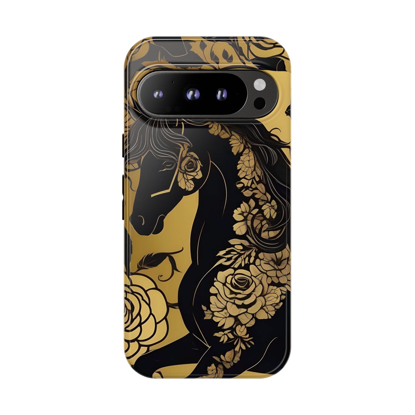 Phone Case - Elegant Horse & Roses Design