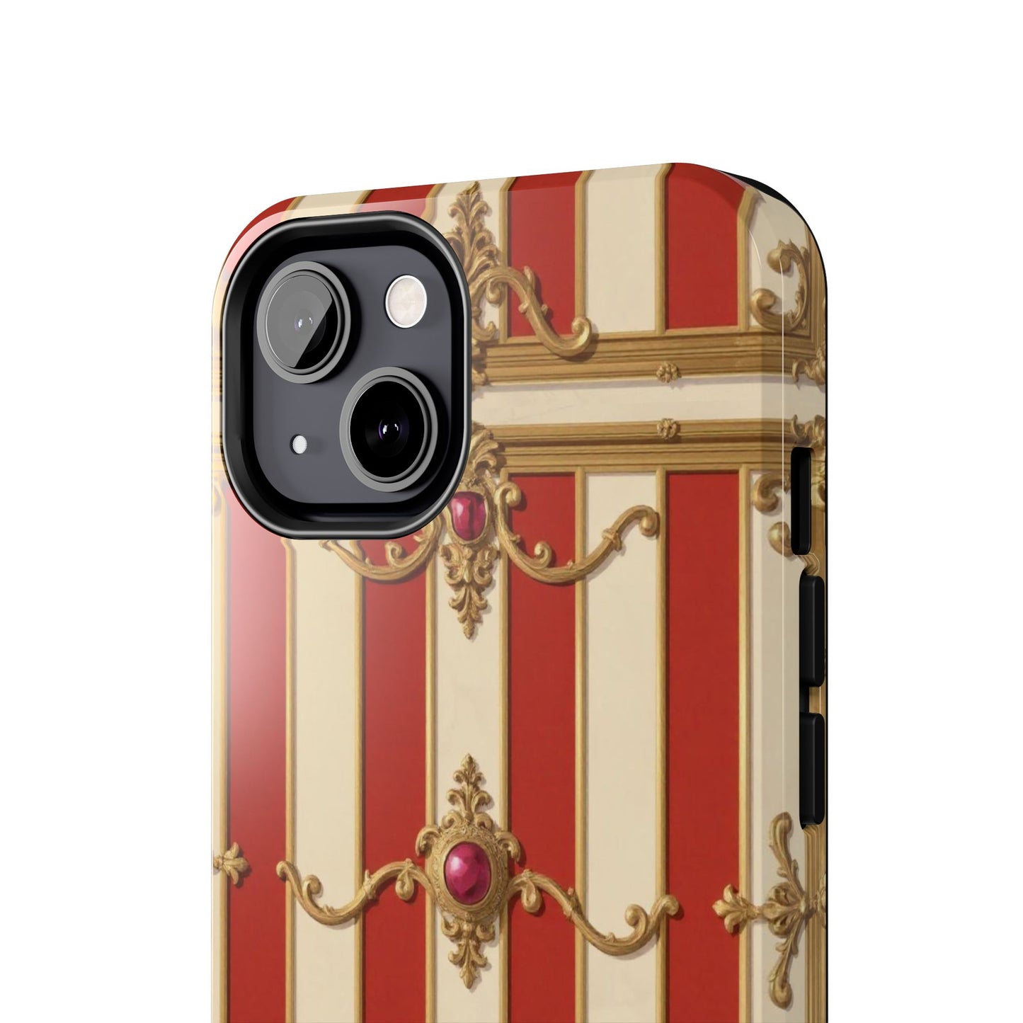 Elegant Alabaster & Dusk Orange Striped Baroque Tough Phone Case - Stylish Protection for Your Device