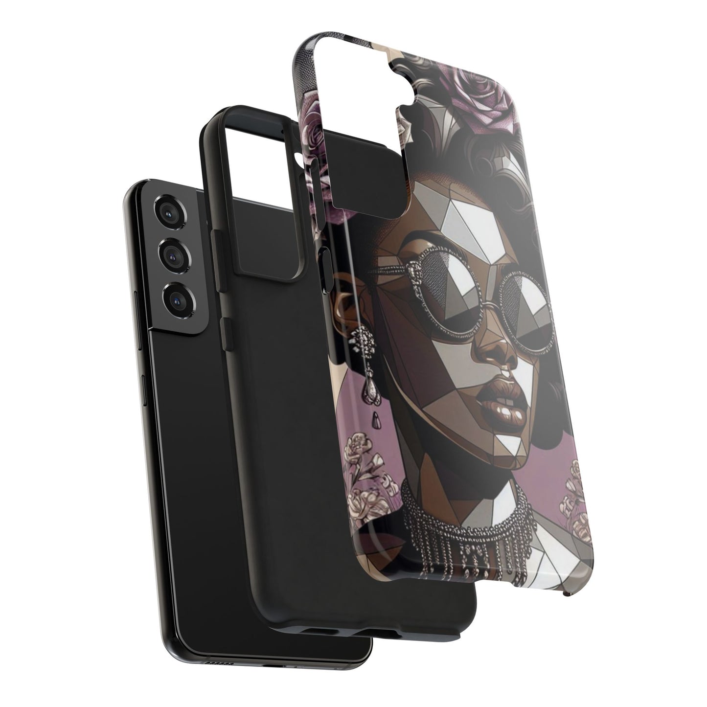 Chic Geometric Phone Case, Stylish Tough Case for Women, Unique Gift, Floral Design, Modern Accessories for Everyday Use - Lilac Baroque Lady