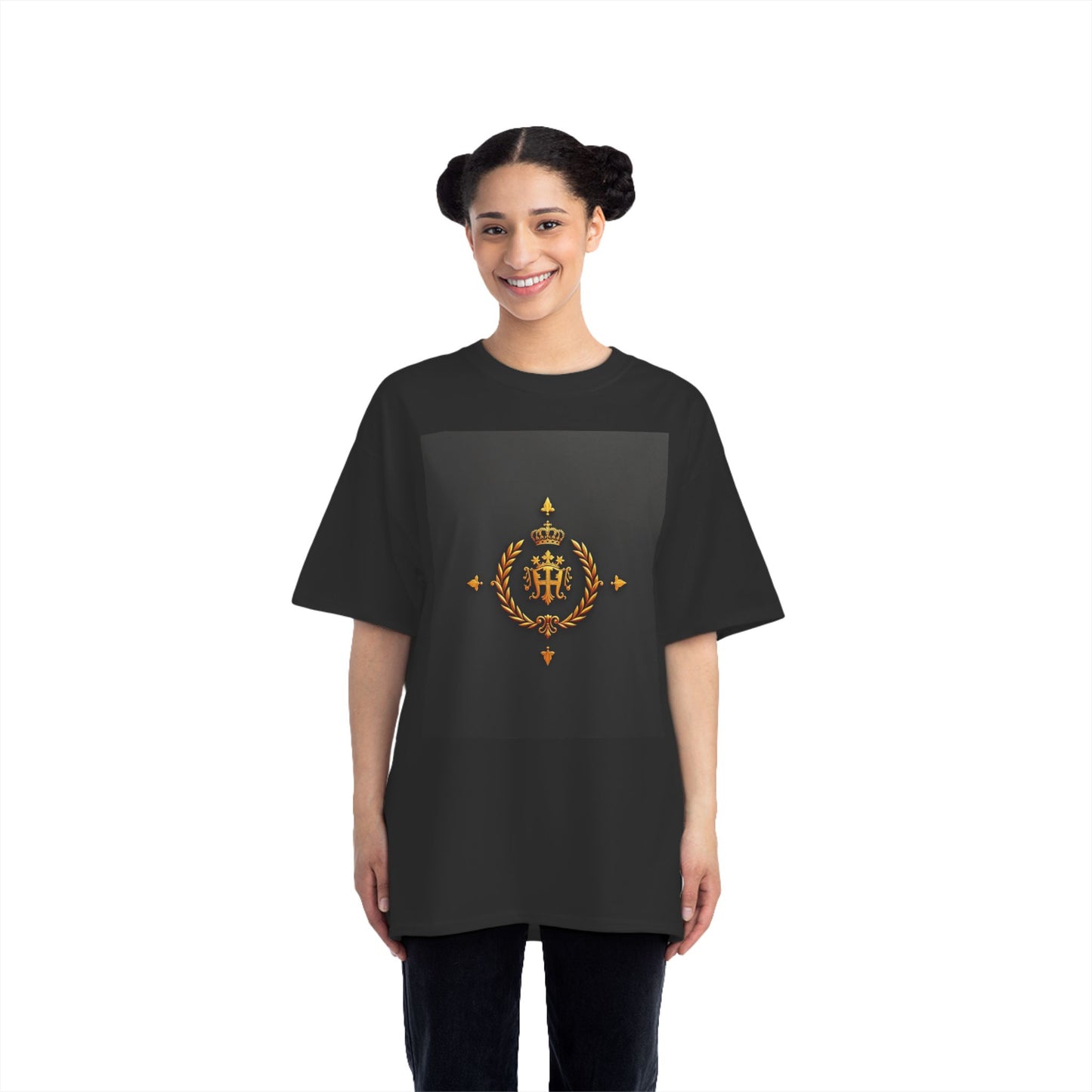 Stylish Gold Emblem T-Shirt, Casual Tee, Unique Gift, Everyday Wear, Graphic Shirt, Fashion Statement - Gold Crest