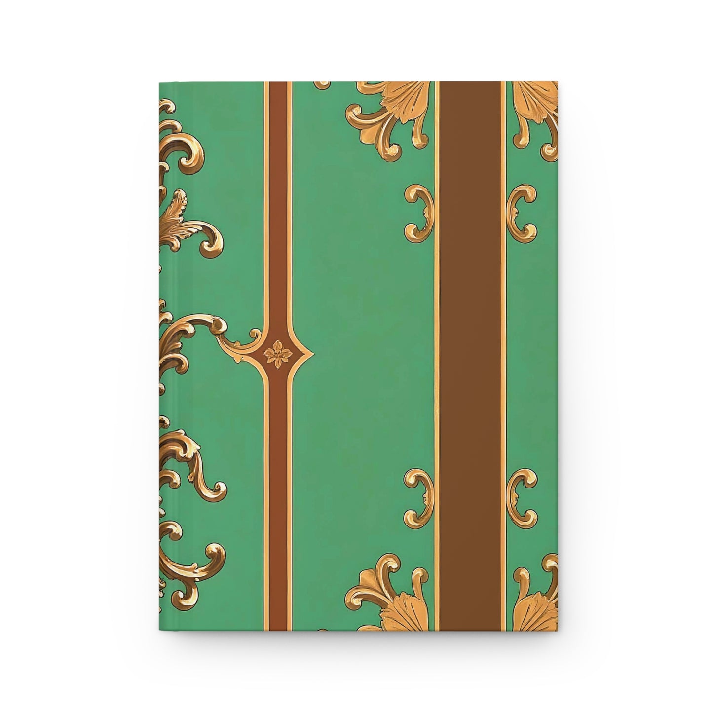 Elegant Vintage Hardcover Journal - Timeless Design for Everyday Writing - Rust & Green Striped Baroque