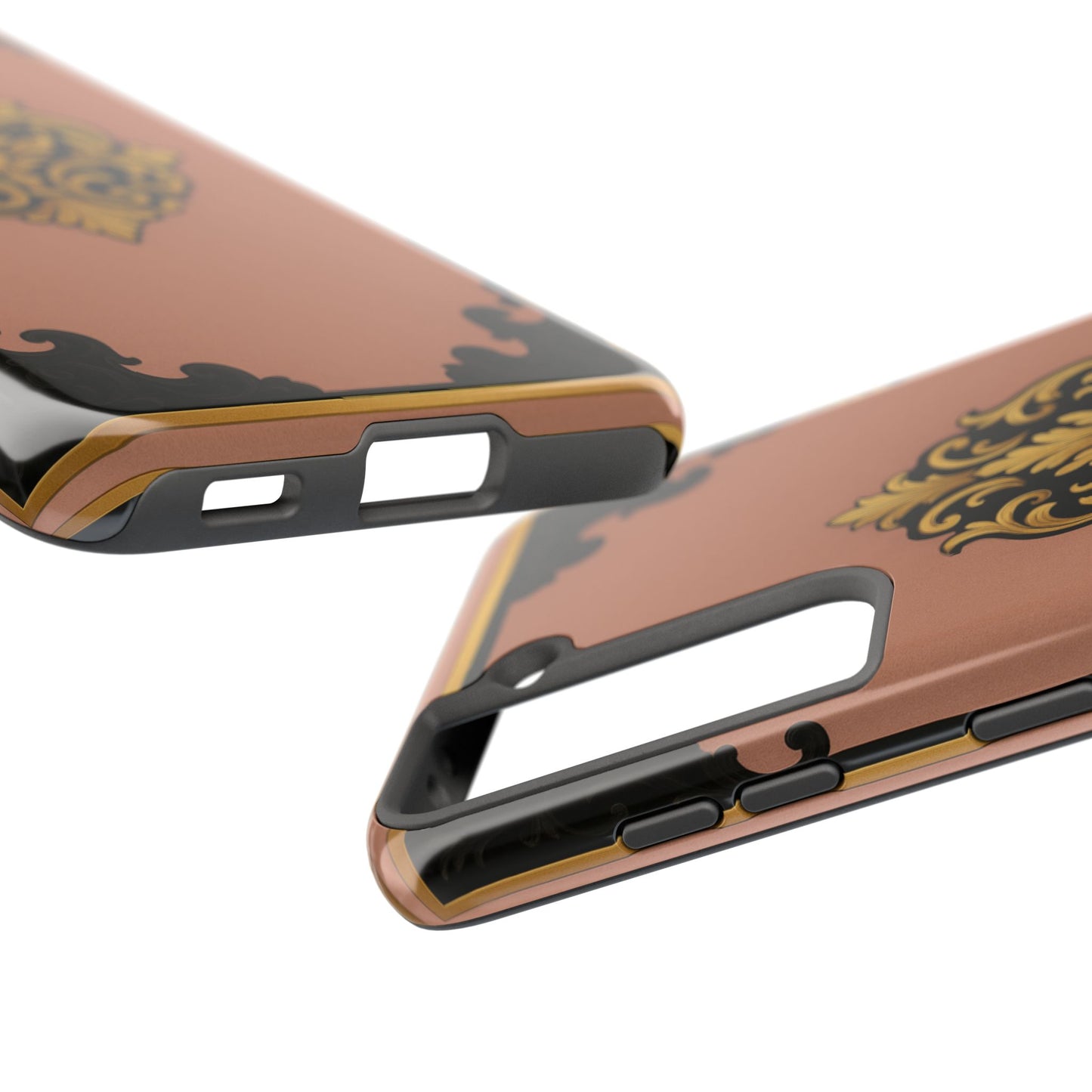 Mauve & Black-Gold Baroque Tough Phone Case — Ornate Protective iPhone Cover