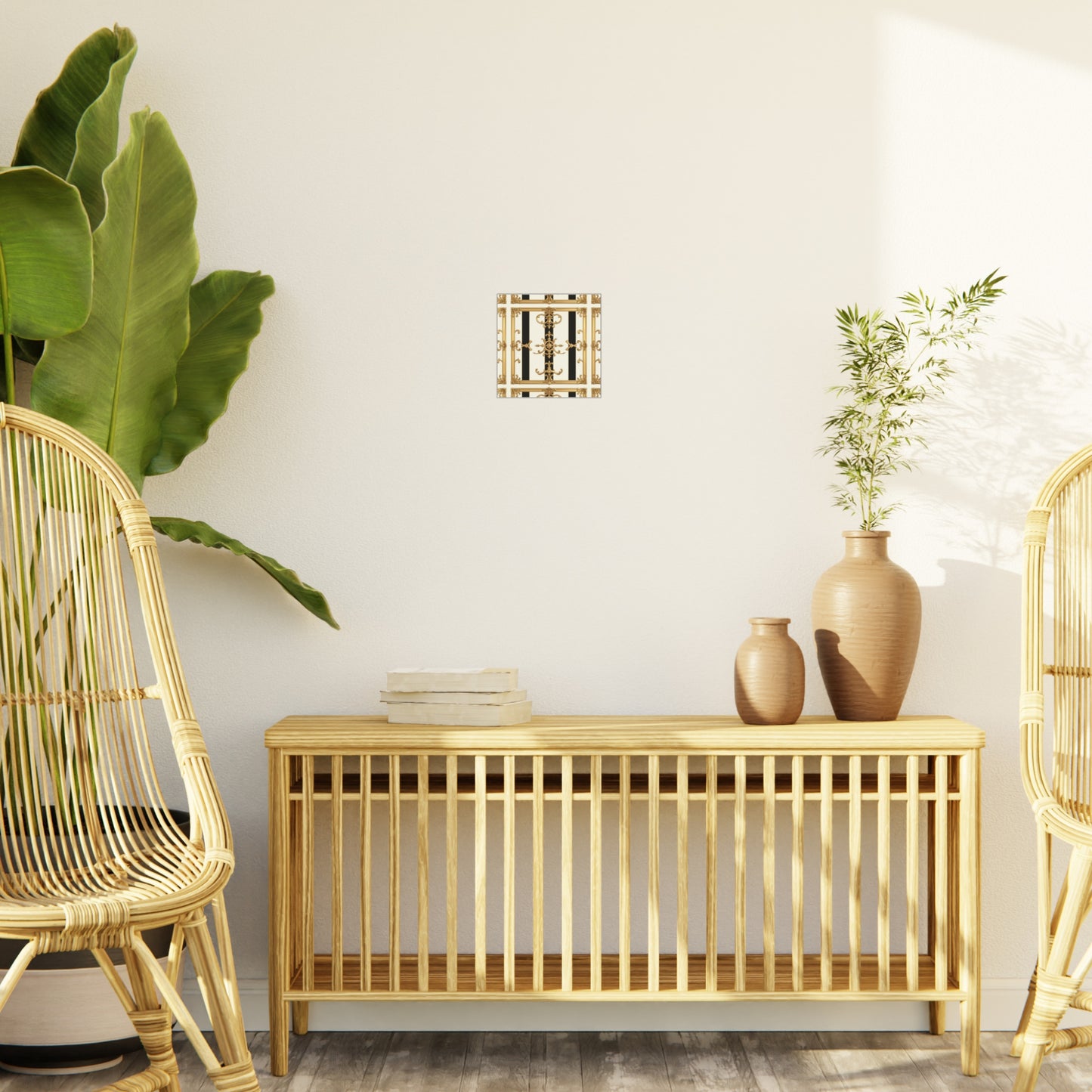 Elegant Foam Board Wall Art, Decorative Display, Home Decor, Office Decor, Visual Boards, Art Displays - Black & White Striped Gold Baroque