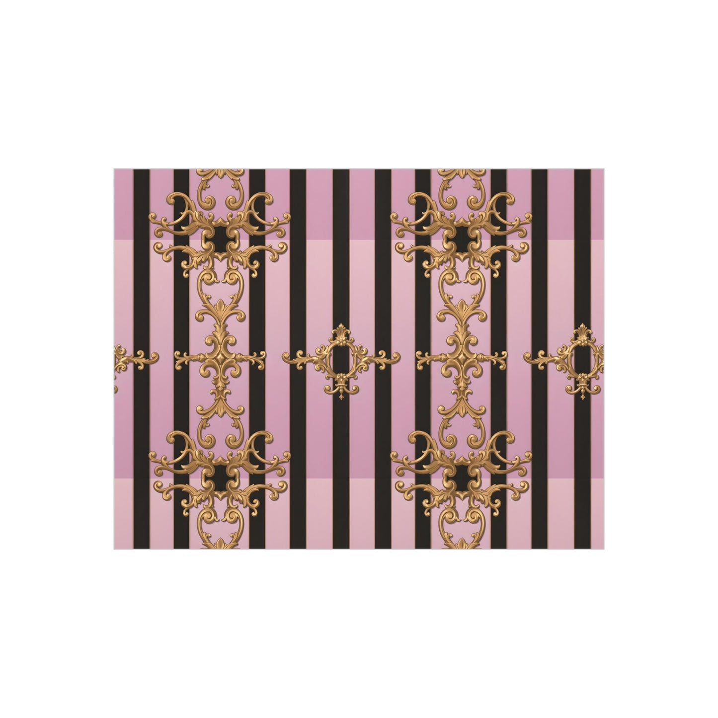 Elegant Decorative Foam Board | Wall Art, Home Decor, Office Accent, Gift Idea, Event Decoration - Lavender Ombre Striped Gold Baroque