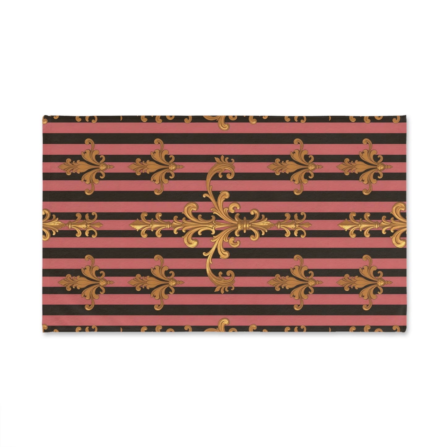 Luxurious Ornate Hand Towel - Elegant Home Décor - Mauve Striped Gold Damask