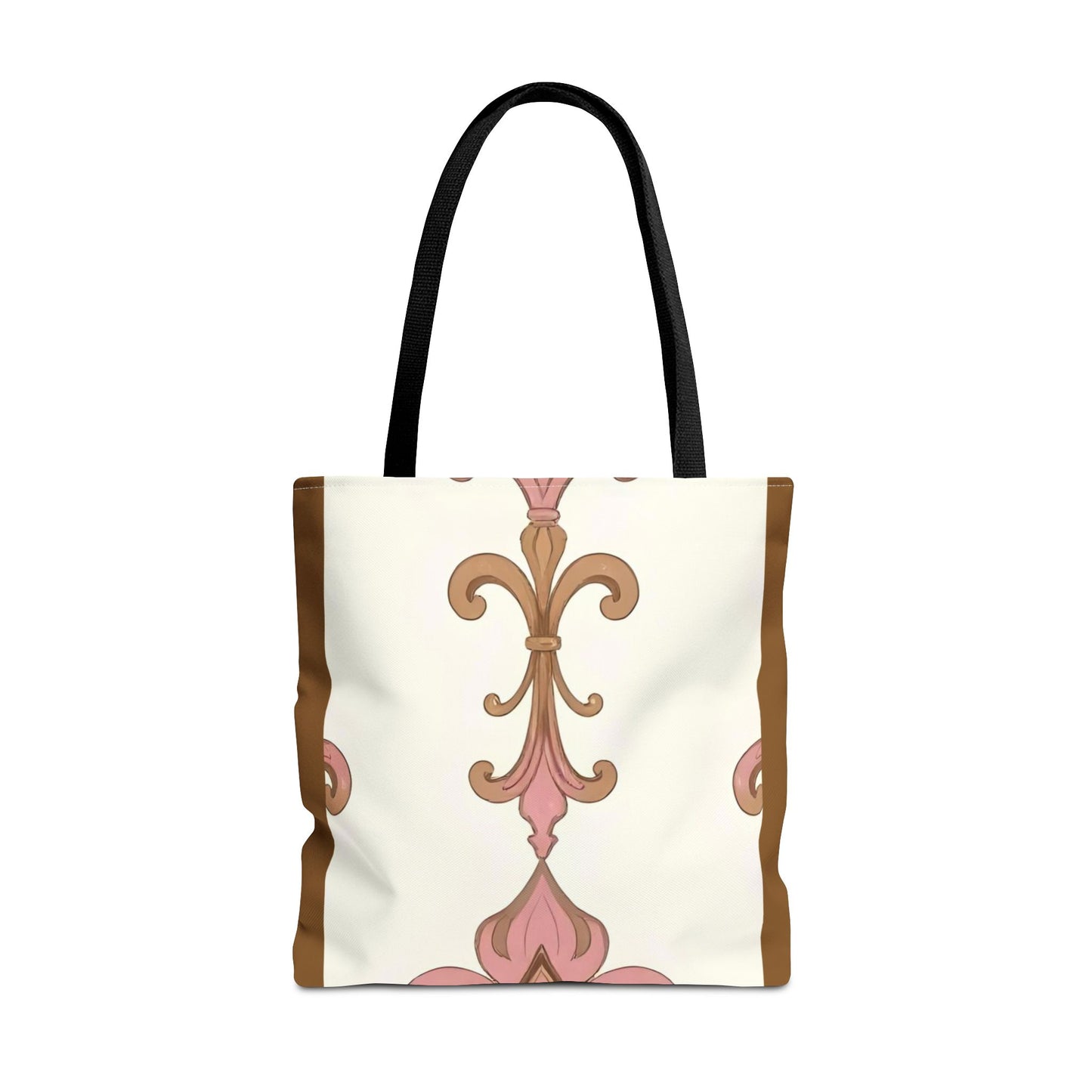 Elegant Floral Tote Bag - Perfect for Everyday Use, Shopping, Gifts, Summer Outings, and Special Occasions - Brown Striped Pink Arabesque