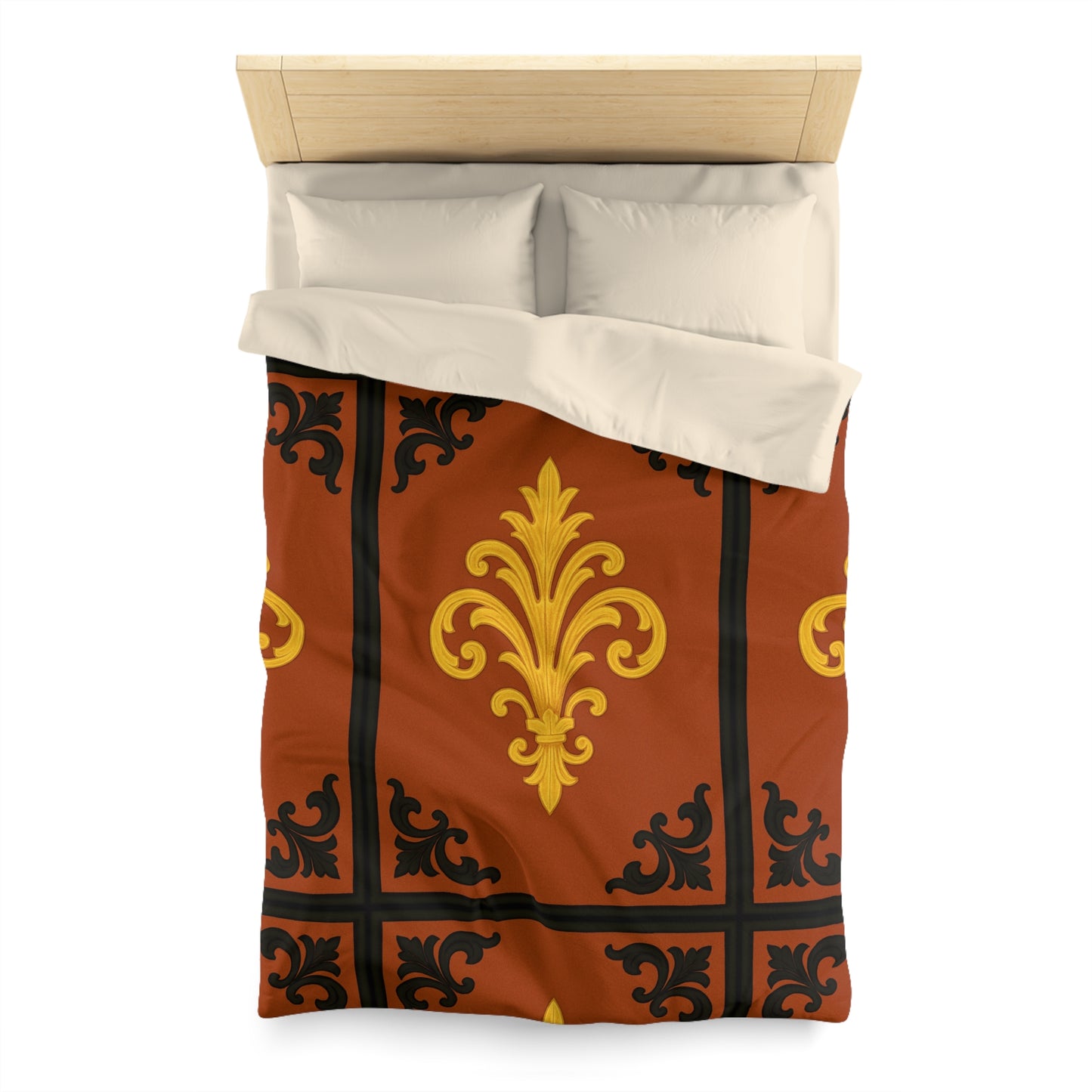 Dusk Terracotta Baroque Duvet Cover — Dusk Terracotta & Gold Tile Pattern